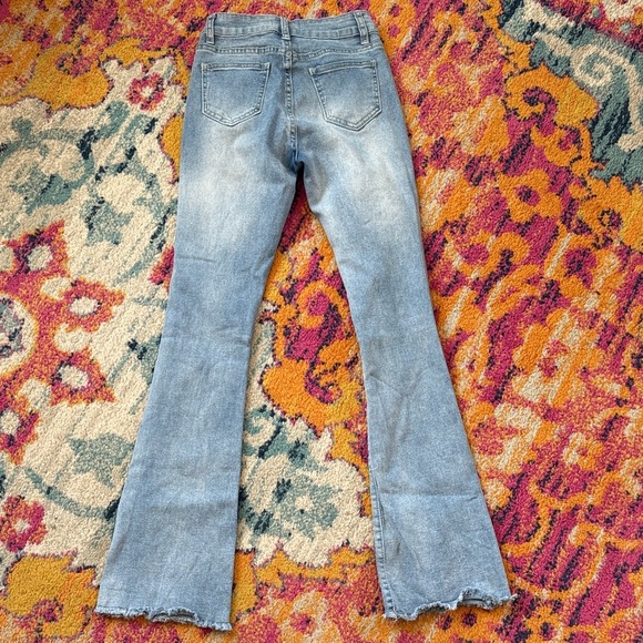 BAMBOO Light Blue Flare Jeans with Cross Details - Picture 3 of 7
